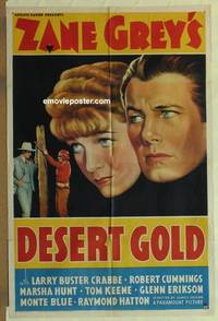 c467 DESERT GOLD one-sheet movie poster '36 Buster Crabbe, Zane Grey