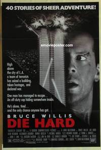 c479 DIE HARD one-sheet movie poster '88 Bruce Willis, Alan Rickman