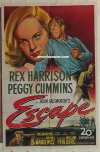 c583 ESCAPE one-sheet movie poster '48 Rex Harrison, Peggy Cummins