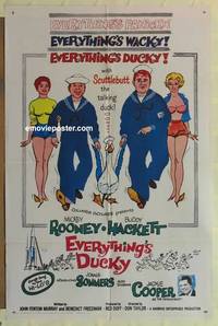 c591 EVERYTHING'S DUCKY one-sheet movie poster '61 Rooney, talking duck!