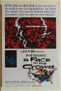 c608 FACE IN THE CROWD one-sheet movie poster '57 Andy Griffith, Neal