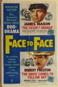 c609 FACE TO FACE one-sheet movie poster '52 James Mason, Robert Preston