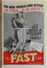 c624 FAST SET one-sheet movie poster '57 sexy Agnes Laurent in Paris!