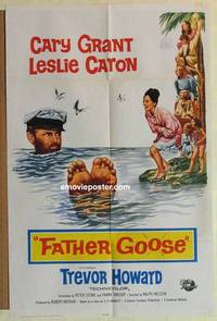 c631 FATHER GOOSE one-sheet movie poster '65 Cary Grant, Leslie Caron