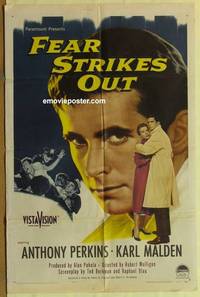 c634 FEAR STRIKES OUT one-sheet movie poster '57 Anthony Perkins, baseball!