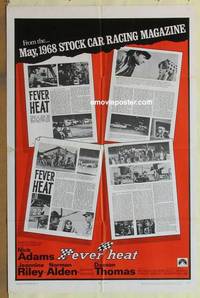 c643 FEVER HEAT teaser one-sheet movie poster '68 stock car racing!