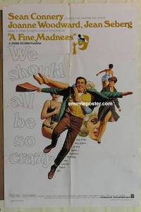 c656 FINE MADNESS one-sheet movie poster '66 Sean Connery, Woodward, Seberg