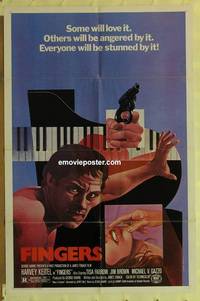 c659 FINGERS color one-sheet movie poster '78 Harvey Keitel, cool art!