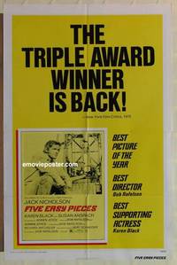 c676 FIVE EASY PIECES one-sheet movie poster R73 Jack Nicholson, Anspach