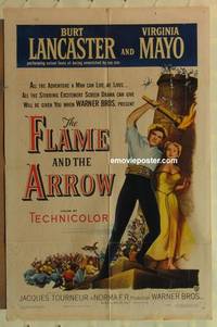 c681 FLAME & THE ARROW one-sheet movie poster '50 Burt Lancaster, Mayo