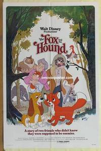c727 FOX & THE HOUND one-sheet movie poster '81 Walt Disney animals!
