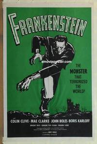 c730 FRANKENSTEIN one-sheet movie poster R60s Boris Karloff