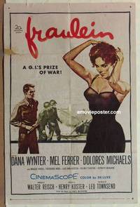 c734 FRAULEIN one-sheet movie poster '58 Mel Ferrer, sexy Dana Wynter!