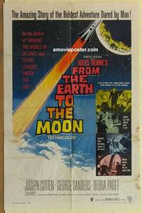 c750 FROM THE EARTH TO THE MOON one-sheet movie poster '58 Jules Verne