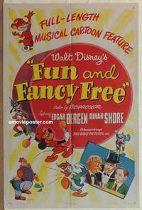 c756 FUN & FANCY FREE one-sheet movie poster '47 Walt Disney