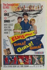 c802 GIRLS GIRLS GIRLS one-sheet movie poster '62 Elvis Presley, Stevens