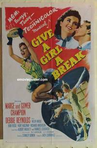 c804 GIVE A GIRL A BREAK one-sheet movie poster '53 Champions!