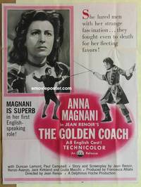 c825 GOLDEN COACH 30x40 movie poster '52 Anna Magnani, Jean Renoir