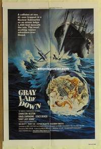 c848 GRAY LADY DOWN one-sheet movie poster '78 Charlton Heston, Carradine