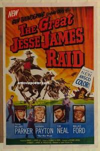 c856 GREAT JESSE JAMES RAID one-sheet movie poster '53 Willard Parker