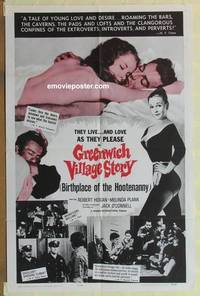 c863 GREENWICH VILLAGE STORY one-sheet movie poster '63 marijuana parties!