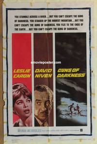 c875 GUNS OF DARKNESS one-sheet movie poster '62 Leslie Caron, Niven