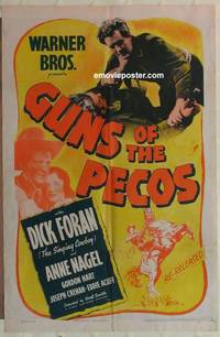 c876 GUNS OF THE PECOS one-sheet movie poster R43 Dick Foran, Anne Nagel