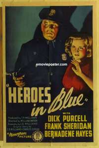 c934 HEROES IN BLUE one-sheet movie poster '39 great cop w/gun image!