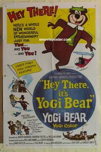 c940 HEY THERE IT'S YOGI BEAR one-sheet movie poster '64 Hanna-Barbera