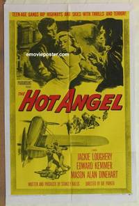 c986 HOT ANGEL one-sheet movie poster '58 teenage hot rod rebel gangs!
