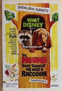 c999 HOUND THAT THOUGHT HE WAS A RACCOON one-sheet movie poster '60 Disney