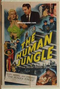 d025 HUMAN JUNGLE one-sheet movie poster '54 Gary Merrill, Jan Sterling