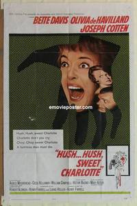 d031 HUSH HUSH SWEET CHARLOTTE one-sheet movie poster '65 Bette Davis
