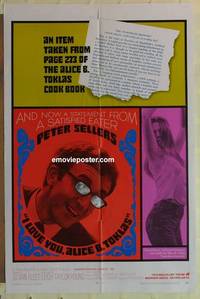 d034 I LOVE YOU ALICE B TOKLAS one-sheet movie poster '68 Sellers, drugs!