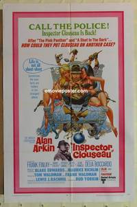 d063 INSPECTOR CLOUSEAU one-sheet movie poster '68 Arkin, Jack Davis art!