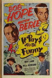 d074 IT PAYS TO BE FUNNY one-sheet movie poster '50s Bob Hope, Milton Berle