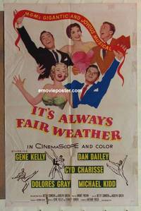 d077 IT'S ALWAYS FAIR WEATHER one-sheet movie poster '55 Gene Kelly