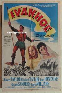 d078 IVANHOE one-sheet movie poster '52 Liz Taylor, Joan Fontaine