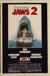 d082 JAWS 2 one-sheet movie poster '78 Roy Scheider, man-eating shark!