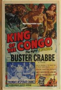 d093 KING OF THE CONGO Chap 6 one-sheet movie poster '52 Buster Crabbe