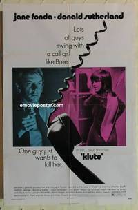 d094 KLUTE one-sheet movie poster '71 Jane Fonda, Donald Sutherland