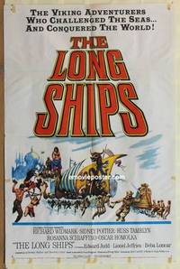 d109 LONG SHIPS one-sheet movie poster '64 Widmark, Mighty Vikings!