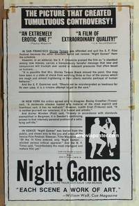 d130 NIGHT GAMES one-sheet movie poster '80 Roger Vadim