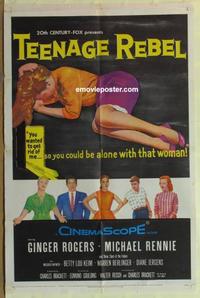 d184 TEENAGE REBEL one-sheet movie poster '56 Ginger Rogers, Rennie