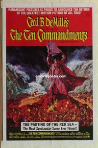 d185 TEN COMMANDMENTS one-sheet movie poster R66 Charlton Heston