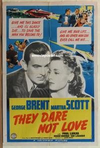 d188 THEY DARE NOT LOVE one-sheet movie poster '41 George Brent, Scott