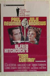 d194 TORN CURTAIN one-sheet movie poster '66 Paul Newman, Hitchcock