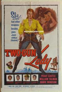 c015 2-GUN LADY one-sheet movie poster '56 Peggie Castle, Marie Windsor