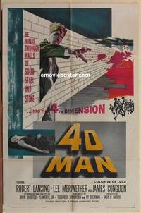 g004 4D MAN one-sheet movie poster '59 Robert Lansing, Lee Meriwether