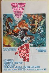 g023 AROUND THE WORLD UNDER THE SEA one-sheet movie poster '66 Bridges